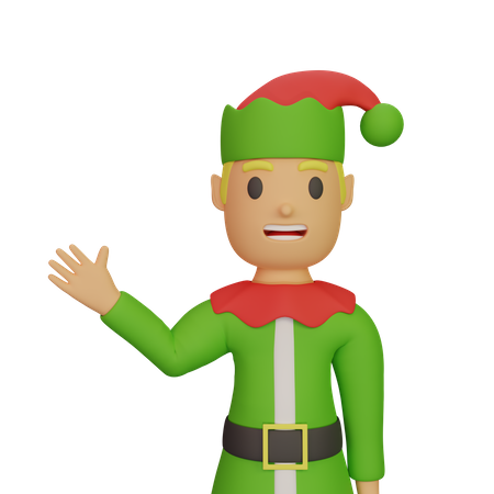 Elfes du père Noël agitant la main  3D Illustration