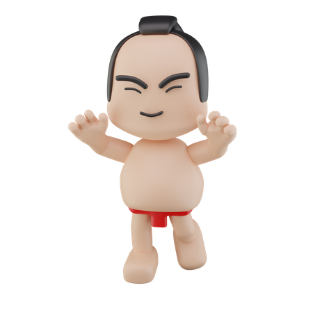 Lutteur de sumo japonais  3D Illustration