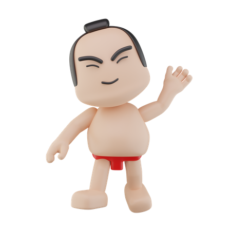 Lutteur de sumo japonais disant bonjour  3D Illustration