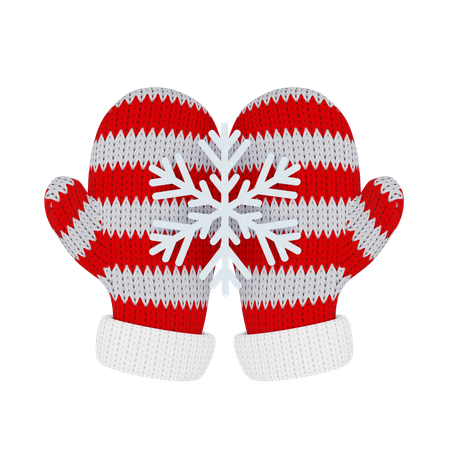 Luvas vermelhas de malha seguram um floco de neve  3D Icon