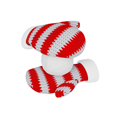 Luvas vermelhas de malha seguram uma bola de neve para jogar bolas de neve  3D Icon