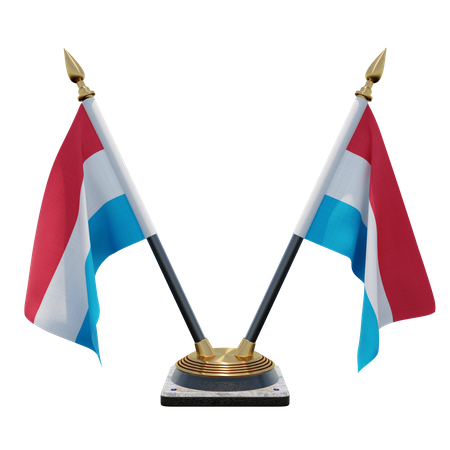 Luxembourg Double (V) Desk Flag Stand 3D Icon