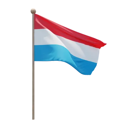 Luxembourg Flagpole  3D Flag