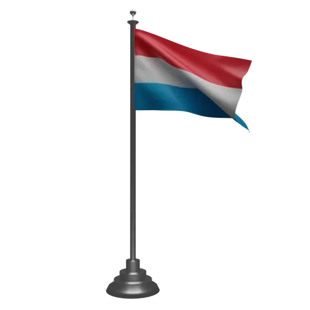 Luxemburg Flag On Pole 3D Illustration