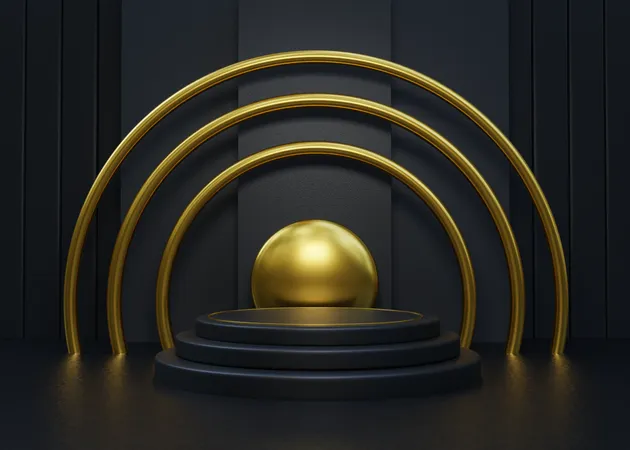 Black and Gold Luxury Podium  3D Illustration