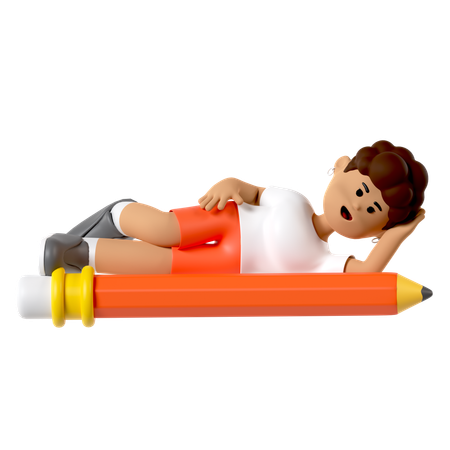 Lying on Pencil Girl  3D Icon