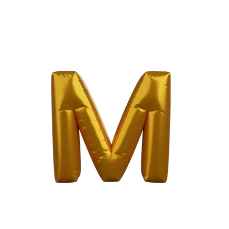 3 D Illustration Of Golden Balloon Concept Alphabet M 3D Illustration
