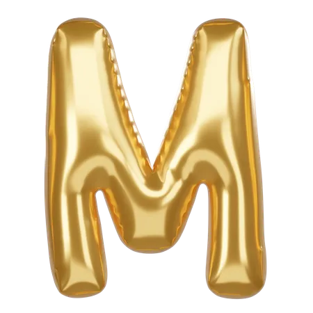 M Alphabet 3 D Illustration In Golden Balloon Style 3D Icon