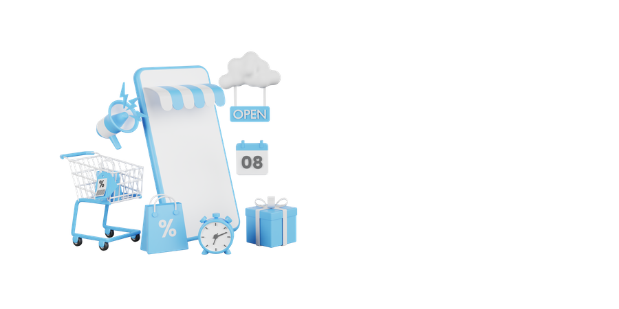 M Commerce  3D Illustration