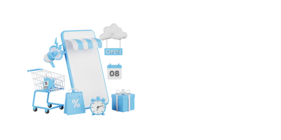 M Commerce  3D Illustration