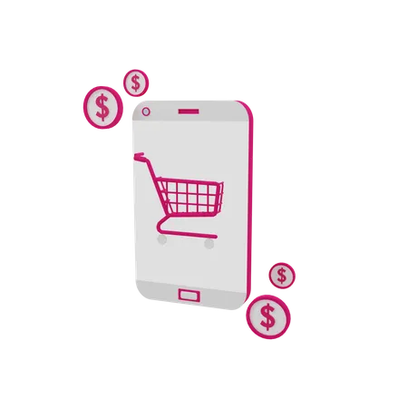 Smartphone Shopping Cart 3 D Digital Illustration For Your Project Exclusive On Iconscout 3D Illustration