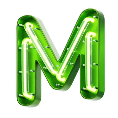 M letra em forma de texto neon  3D Icon