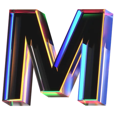3 D Icon Of A Glass Letter M 3D Icon