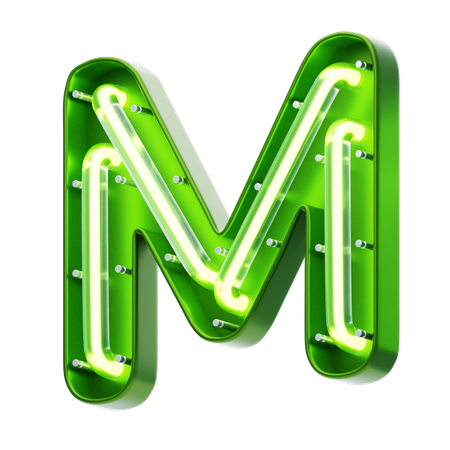 M Letter Shape Neon Text  3D Icon