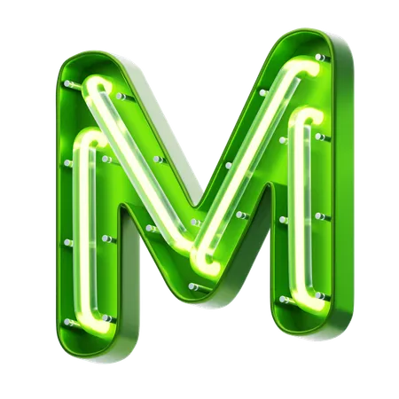 M Letter Shape Neon Text  3D Icon