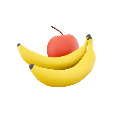 Maçã e banana  3D Icon