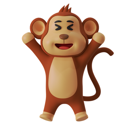 Macaco feliz  3D Illustration