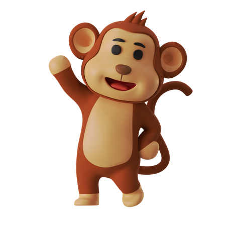 Macaco cumprimentando olá  3D Illustration