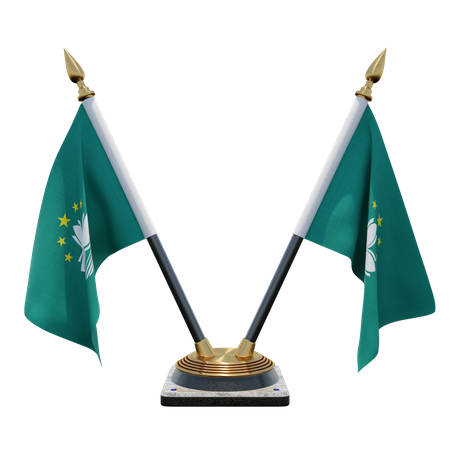 Soporte para bandera de escritorio doble (V) de Macao  3D Icon