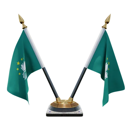 Soporte para bandera de escritorio doble (V) de Macao  3D Icon