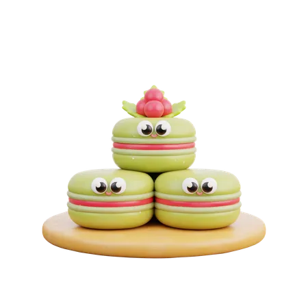 3 D Christmas Dessert Macarons 3D Icon
