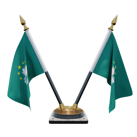 Macau Double Desk Flag Stand  3D Flag