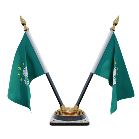 Macau Double (V) Desk Flag Stand  3D Icon