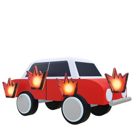 Macchina in fiamme  3D Icon