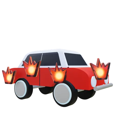 Macchina in fiamme  3D Icon