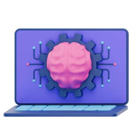 Machine Learning Laptop  3D Icon