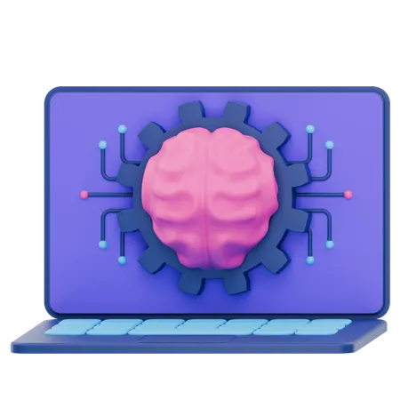 Machine Learning Laptop  3D Icon