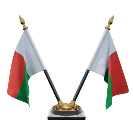 Madagascar Double Desk Flag Stand  3D Flag