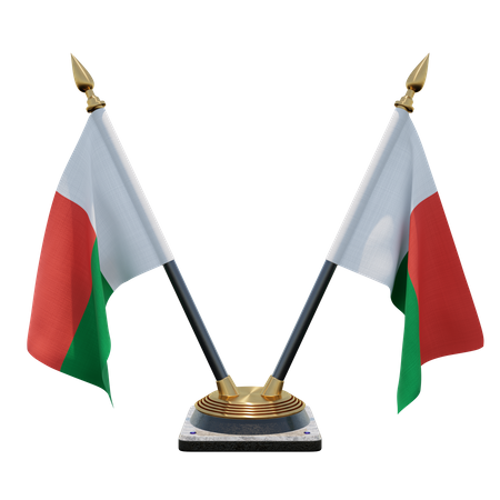 Madagascar Double (V) Desk Flag Stand  3D Icon