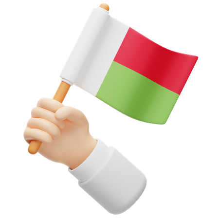 Madagascar flag in hand  3D Icon