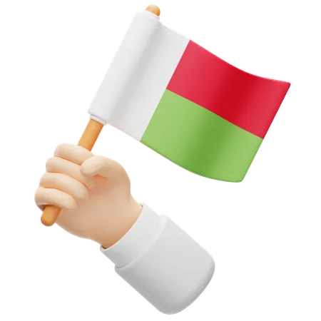 Madagascar flag in hand  3D Icon