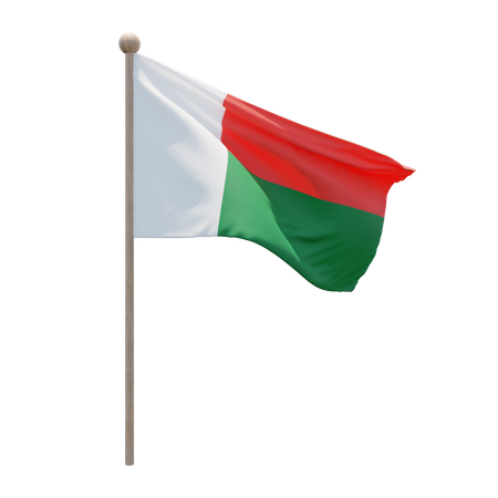 Madagascar Flag Pole  3D Flag