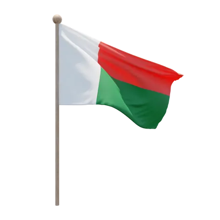 Madagascar Flag Pole  3D Flag