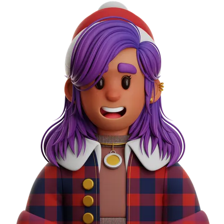 FRAU MIT FLANELLJACKE  3D Icon