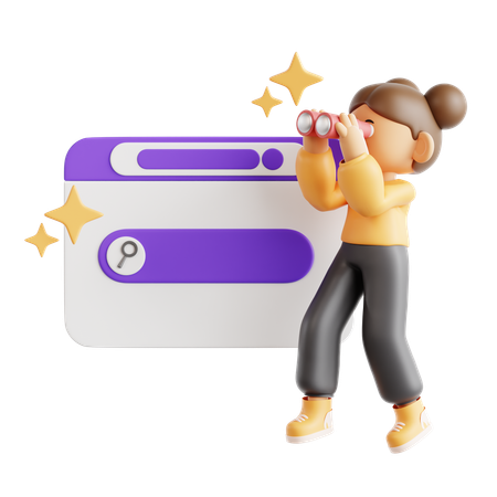 Mädchen finden auf der Site-Seite  3D Icon