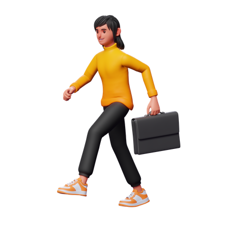 Mädchen geht ins Büro  3D Icon