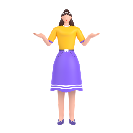 Mädchen in verwirrender Pose  3D Illustration