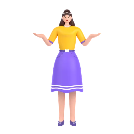 Mädchen in verwirrender Pose  3D Illustration