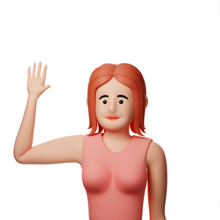 Mädchen hebt rechte Hand zum High Five  3D Illustration