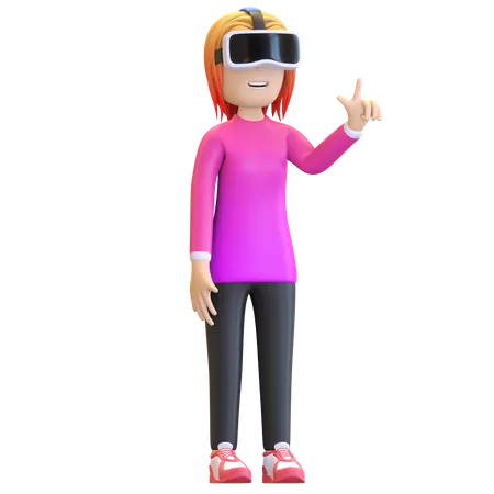 Mädchen macht virtuelle Erfahrung  3D Illustration
