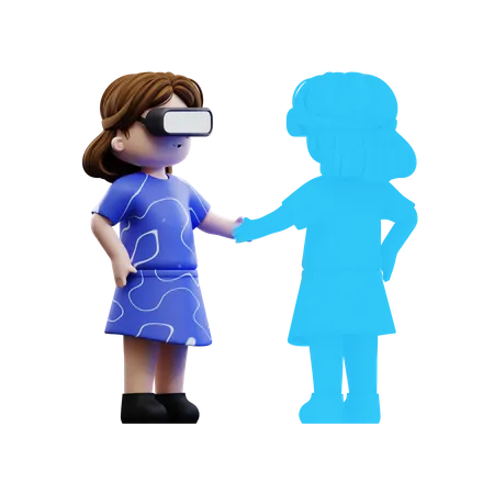 Mädchen Metaverse Erfahrung  3D Illustration