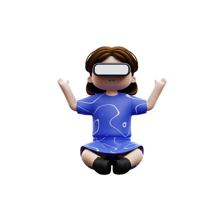 Mädchen Metaverse Meditation  3D Illustration