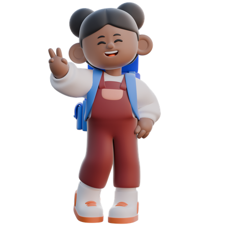 Mädchen mit Frieden  3D Icon
