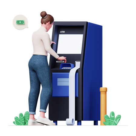 Mädchen mit Geldautomat  3D Icon
