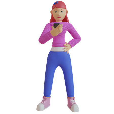 Mädchen mit Handy  3D Icon