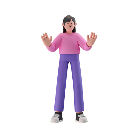 Mädchen mit positiven Emotionen zum Ausdruck bringen  3D Icon